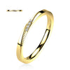 Stainless Stee l4 CZ Slanted Gold Ring