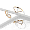 Stainless Steel Pave CZ Rose Gold Chevron Ring