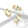 Stainless Steel Gold CZ Double Sideways Split Cross Ring