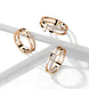Stainless Steel Rose Gold CZ Double Sideways Split Cross Ring