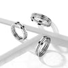 Stainless Steel Triple Line Middle CZ Pave Slant Ring
