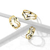 Gold heart double chevron stainless steel ring