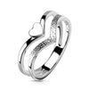 Stainless Steel Double Chevron with Heart and Sand Blast Front Ring