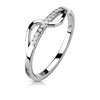 Stainless Steel Wave Pave CZ Strikethrough Ring