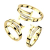 Stainless Steel Gold Triple Line With Center Pave CZ Ring