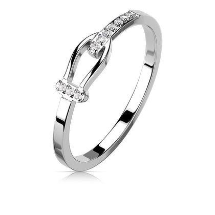 Stainless Steel Pave CZ Pave Buckle Ring