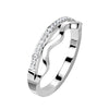 Stainless Steel Pave CZ With Wavy Line Ring