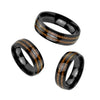 Stainless Steel Black Double Wood Inlay Center Ring