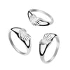 Stainless Steel Asymmetrical Starburst Engraved Signet Heart Ring