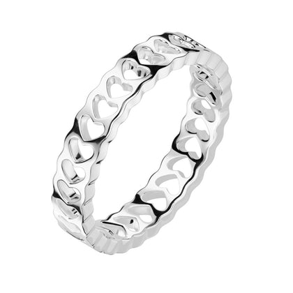 Stainless Steel Hollow Heart Band Ring