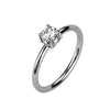 Stainless Steel Round CZ Prong Set on Round Band Ring