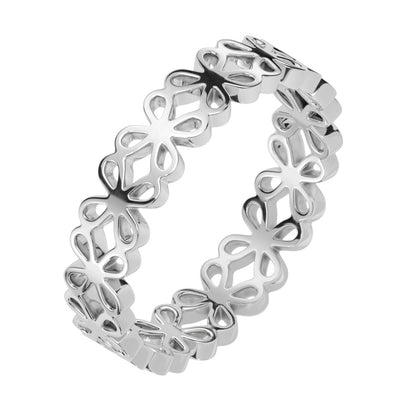 Stainless Steel Hollow Flower Eternity Ring