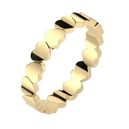 Stainless Steel Gold Linked Heart Ring