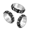 Skull and cross spinner black stainless steel ring