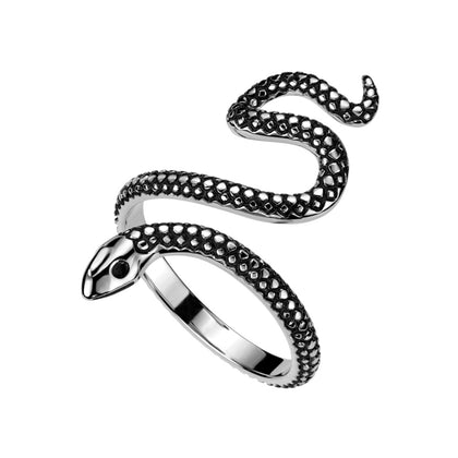 Stainless Steel Antique Snake Ring