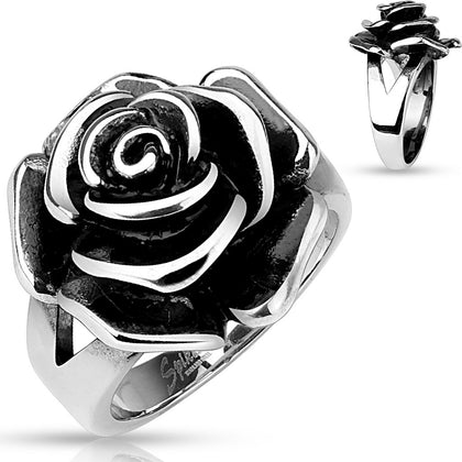 Stainless steel rose ring