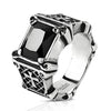 Stainless Steel Black Square Gem Crosses Burnished Black Side Casting Ring