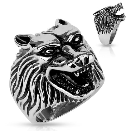 Stainless Steel Wolf Head Casting Ring