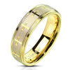 Stainless Steel Celtic Cross Gold Ring with Brushed Center Two Tone Ring