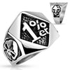 Stainless Steel 1%er with Skulls on Sides Ring