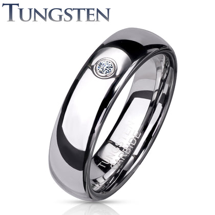 Tungsten CZ Dome Ring