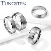 Tungsten Brushed Center Stepped Edges Ring