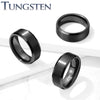 Tungsten Black Brushed Center Gun Metal Beveled Edges Ring