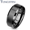 Tungsten Black Brushed Center Gun Metal Beveled Edges Ring