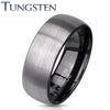 Tungsten Brushed Dome Surface Black PVD Inside Ring