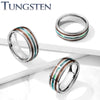Tungsten Abalone Center and Wood Inlays Dome Ring