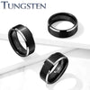 Tungsten Black Stepped Edges Ring