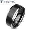 Tungsten Black Stepped Edges Ring