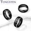 Tungsten Black Center Steel Beveled Edges Dome Ring