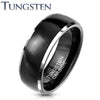 Tungsten Black Center Steel Beveled Edges Dome Ring