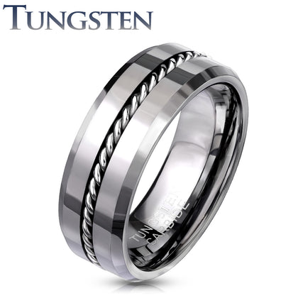 Tungsten Steel Wire Center Beveled Edges Ring