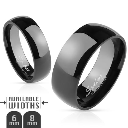 Stainless Steel Black PVD Simple Rounded Band Ring