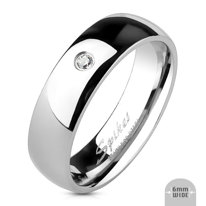 single CZ band stainless steel ring