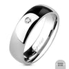 single CZ band stainless steel ring