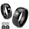 single CZ black stainless steel ring