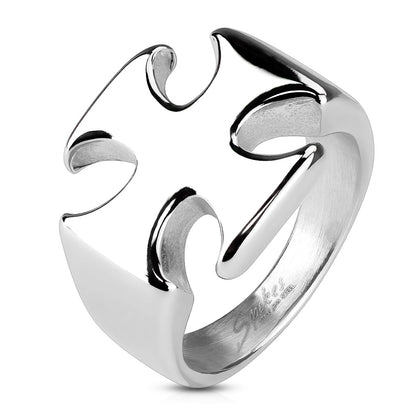 Stainless Steel Iron Cross Ring
