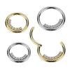 316L Surgical Steel White CZ Pave Line Hinged Clicker Hoop