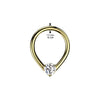 316L Surgical Steel Gold PVD V Shaped White CZ Gem Hinged Clicker Hoop