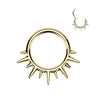 316L Surgical Steel Gold PVD Dainty Wide Flare Spikes Hinged Clicker Hoop - Pierced Universe