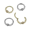 316L Surgical Steel Gold PVD White CZ Rose And Thorns Hinged Clicker Hoop - Pierced Universe