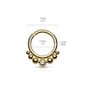 316L Surgical Steel Black PVD 7 Bead White CZ Hinged Clicker Hoop