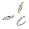 316L Surgical Steel Gold PVD White CZ Single Line Pave Hinged Clicker Belly Ring - Pierced Universe