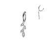 316L Surgical Steel White CZ Vine Marquise Gem Dangle Hinged Clicker Belly Ring - Pierced Universe