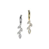 316L Surgical Steel Gold PVD White CZ Vine Marquise Gem Dangle Hinged Clicker Belly Ring - Pierced Universe