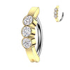 316L Surgical Steel Gold PVD White CZ Bezel Hinged Clicker Belly Ring
