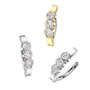 316L Surgical Steel Gold PVD White CZ Bezel Hinged Clicker Belly Ring